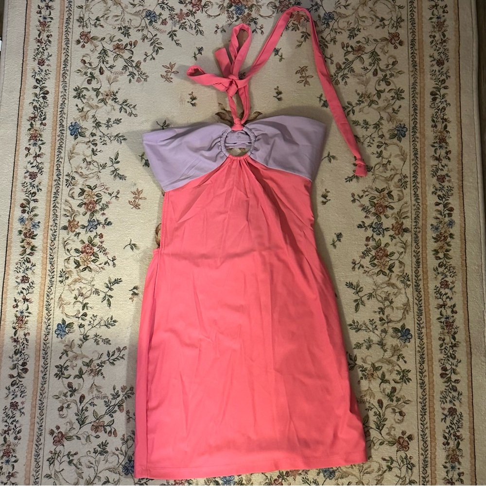 EDIKTED Pink and Lilac Halter Sundress